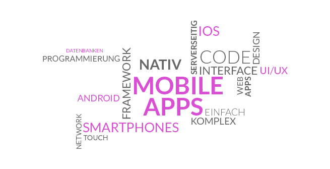 Mobile Apps,nativ,Smartphones,iOS,Android,Web Apps,serverseitig,Programmierung,Schnittstellen,komplex,einfach,Framework,Datenbanken,ui,ux,design,code,network,touch